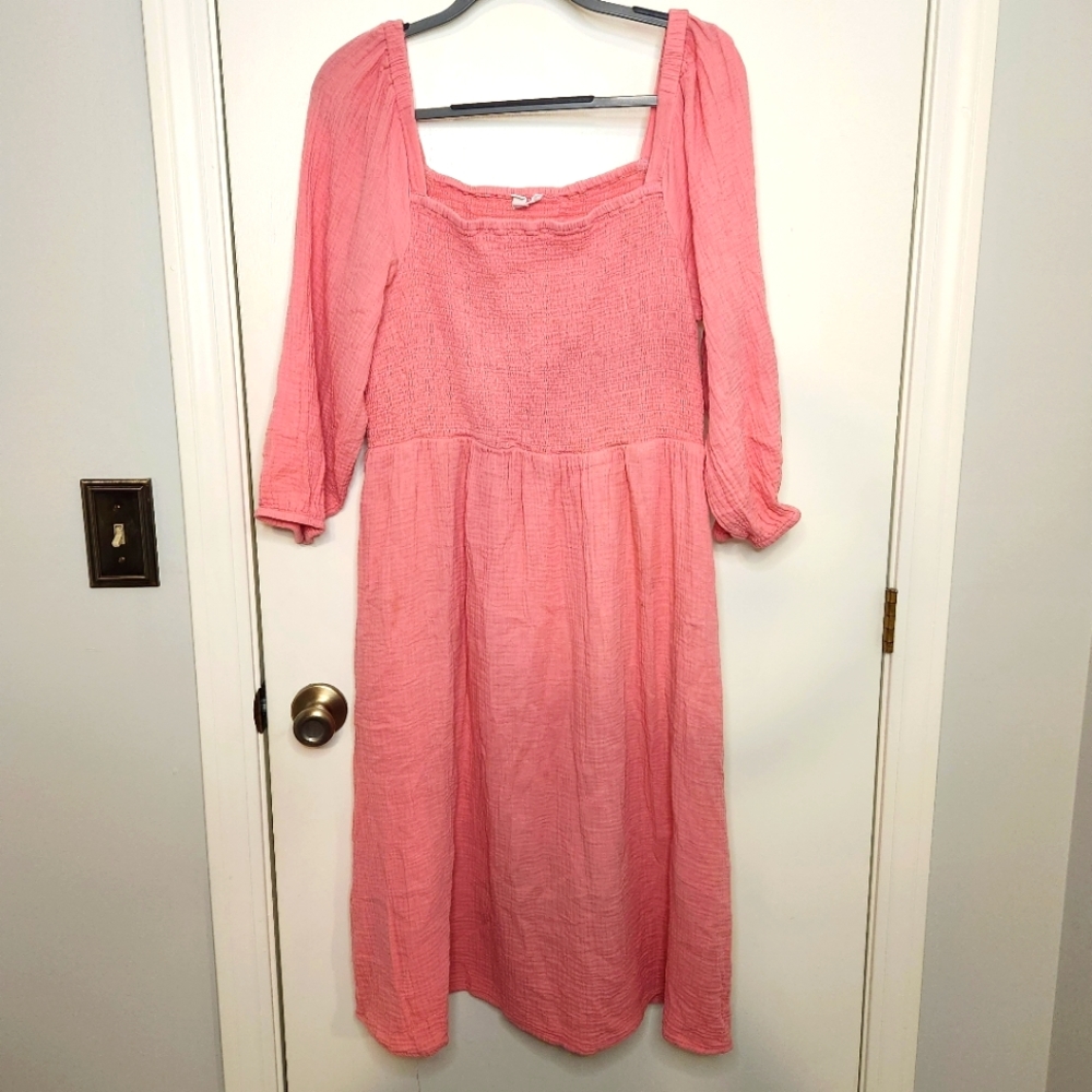 Salmon Color Cotton Gauze Dress w/ pockets XL by Beach Lunch Lounge